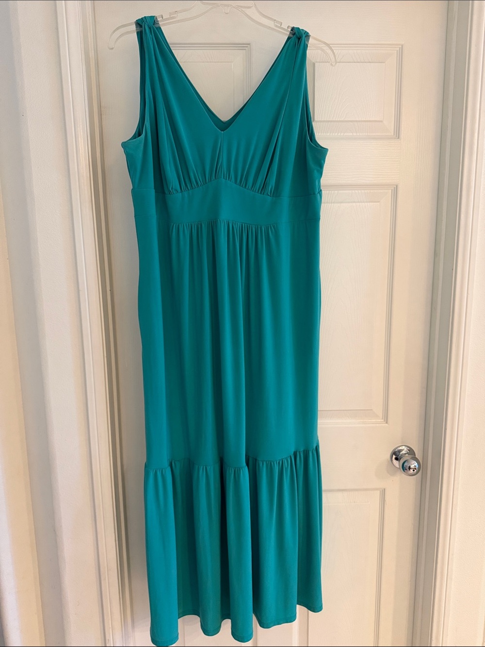 TravelSmith Teal V-Neck Sleeveless Maxi Dress